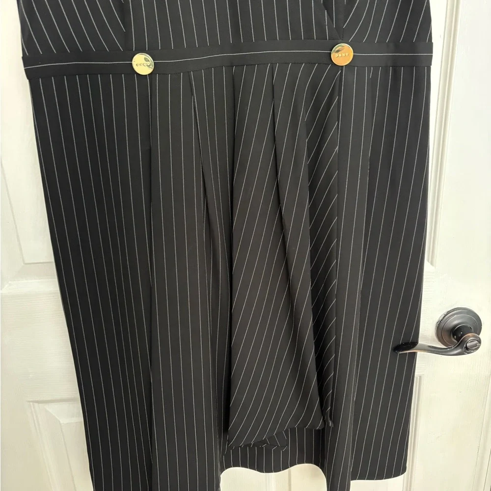 Like new DKNY Pinstripe collared fit flare dress
